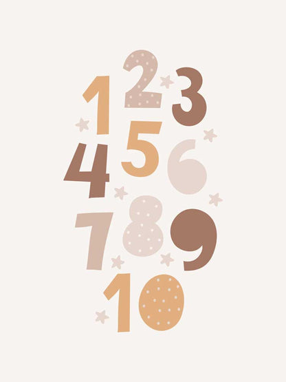 Starry Boho Counting Chart One to Ten, Number Poster for Nursery and Toddler Room (without Frame)