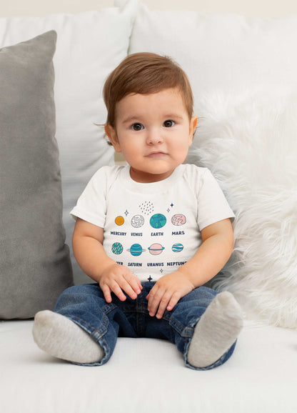 Little Astronaut Solar System Toddler T-Shirts - Comfortable Cotton Short Sleeve T Ages 2-5