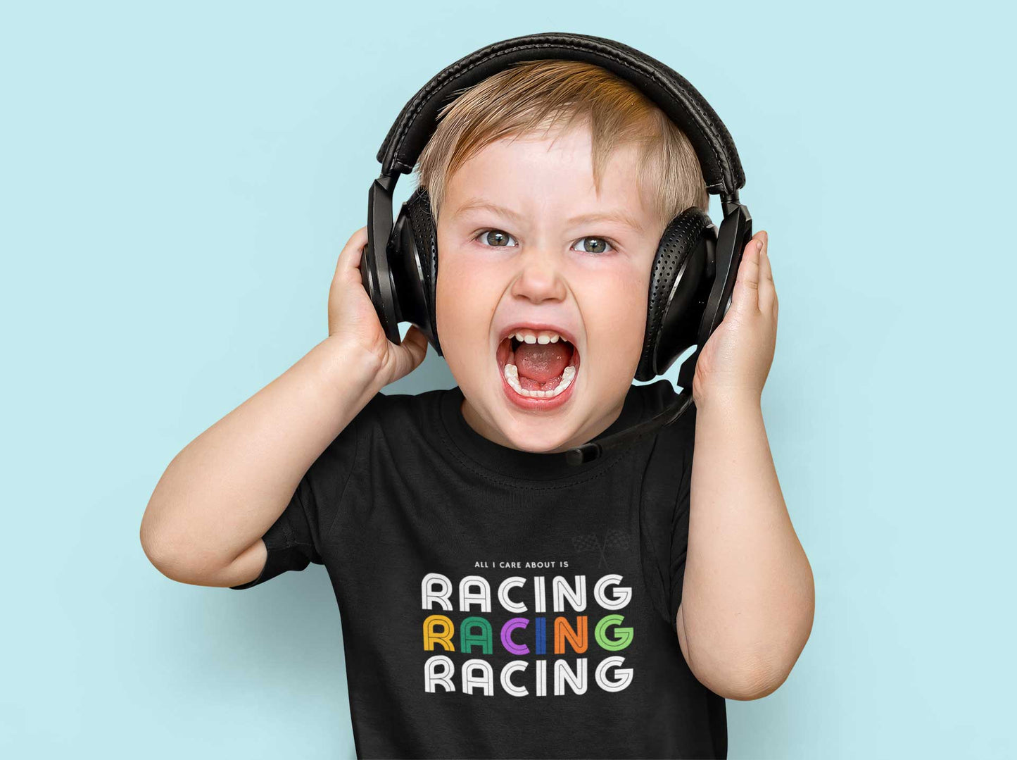 Racing Racing Racing Toddler Short Sleeve Tee, T-Shirts for Little Speedy Racer Ages 2-5