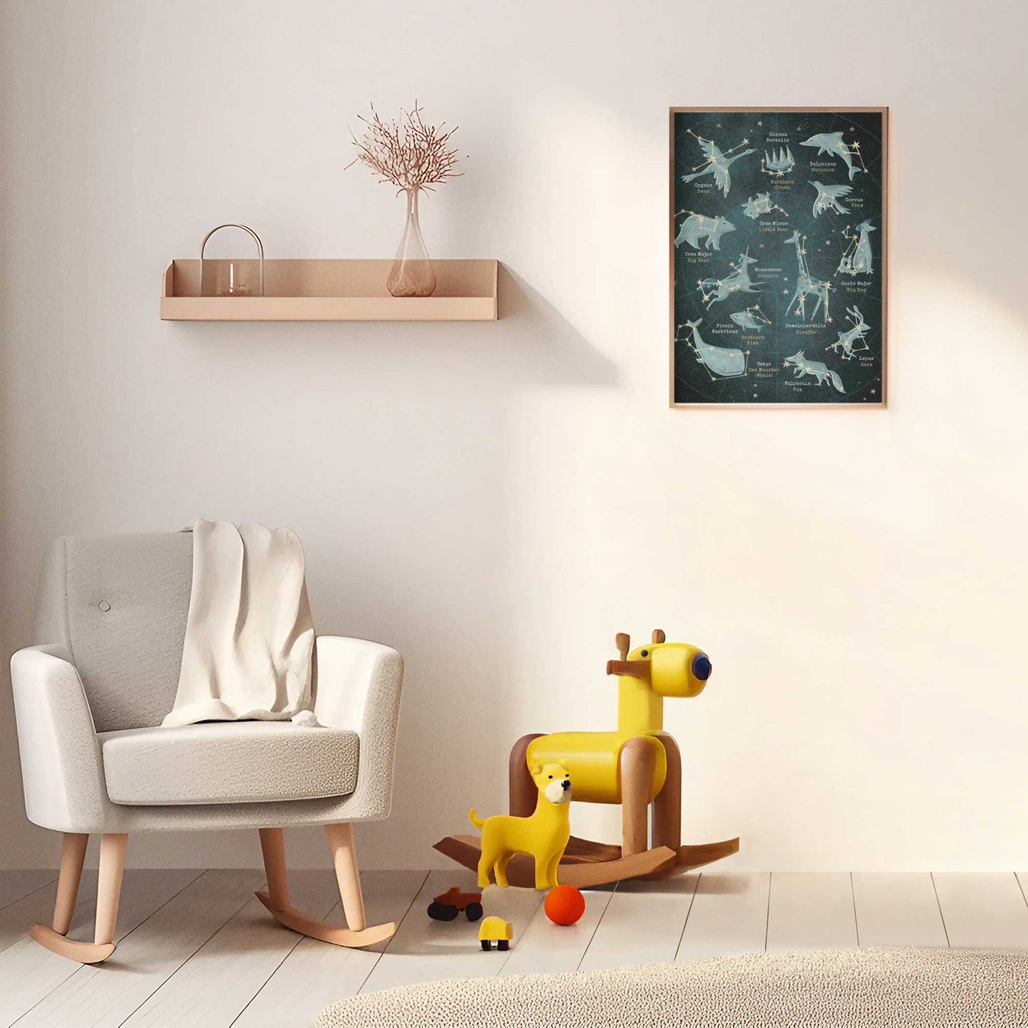 Starry Animal Constellations Poster, Night Sky Wall Art for Babies and Kids (without Frame)