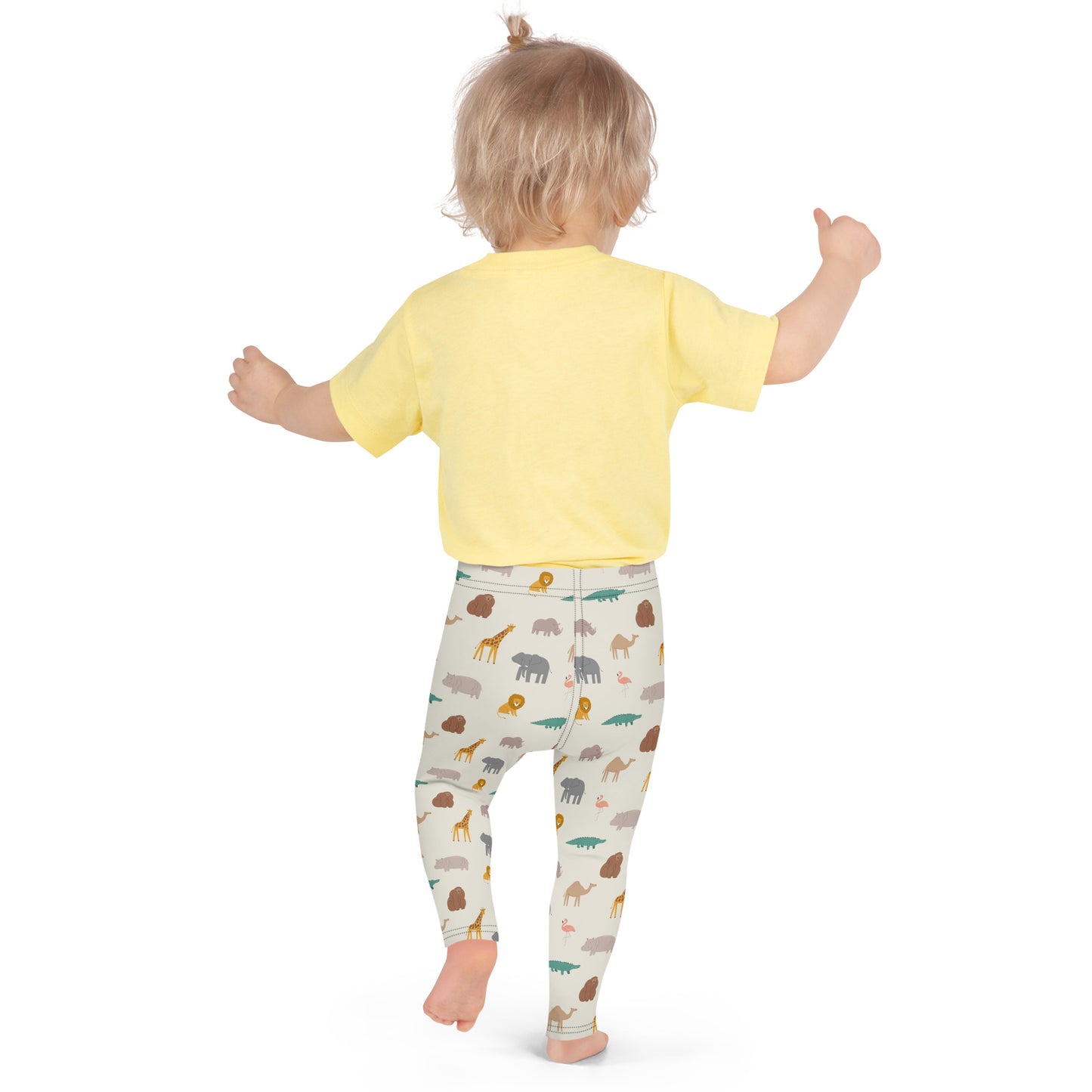 Kid's Leggings - Jungle Friends Giraffe Elephant Lion Flamingo