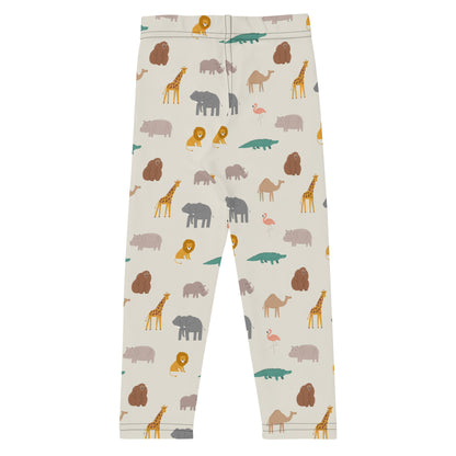 Kid's Leggings - Jungle Friends Giraffe Elephant Lion Flamingo