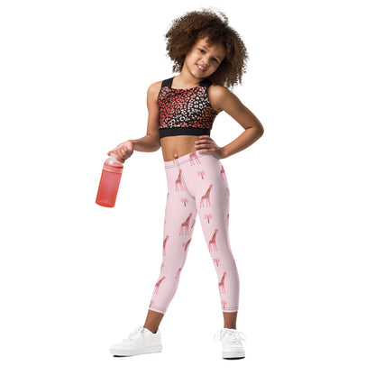 Kid's Leggings - Pink Giraffe