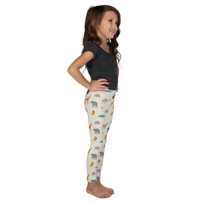 Kid's Leggings - Jungle Friends Giraffe Elephant Lion Flamingo