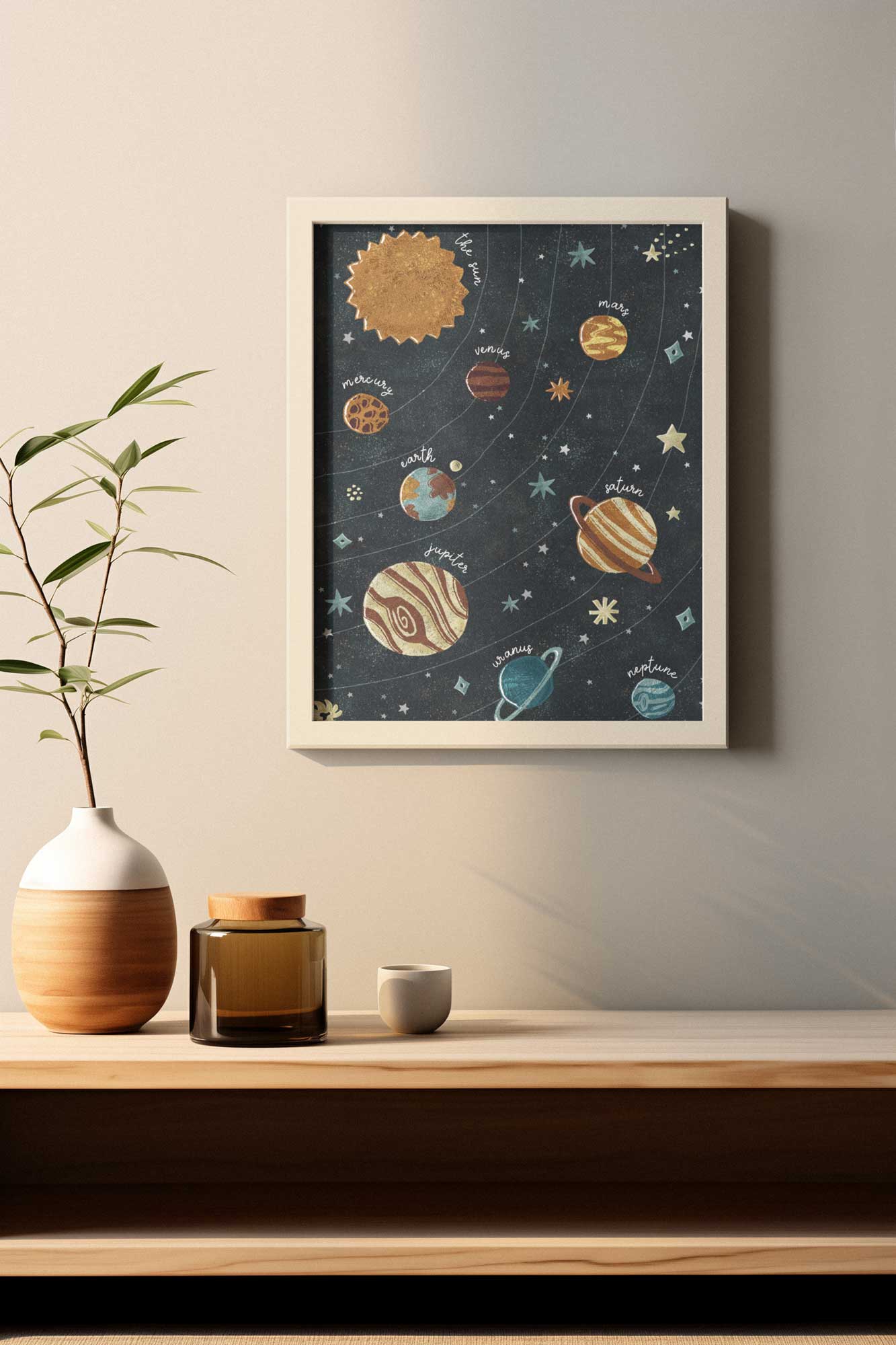 Retro Galaxy Adventure Solar System Chart (without frame)