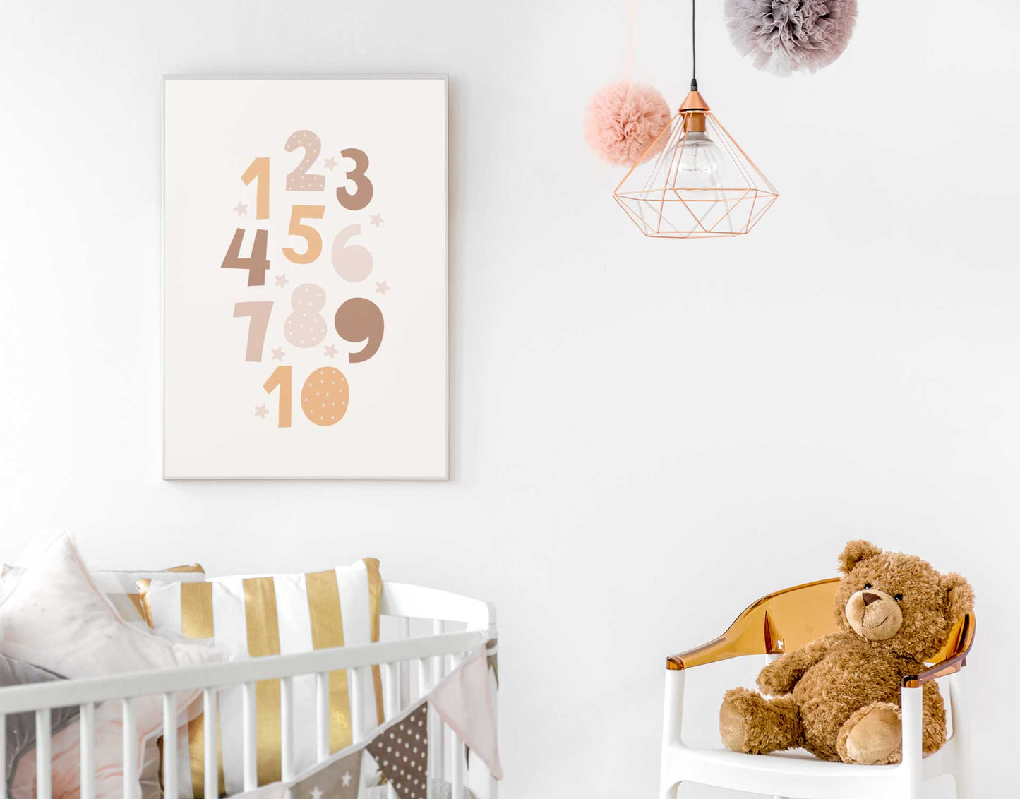 Starry Boho Counting Chart One to Ten, Number Poster for Nursery and Toddler Room (without Frame)