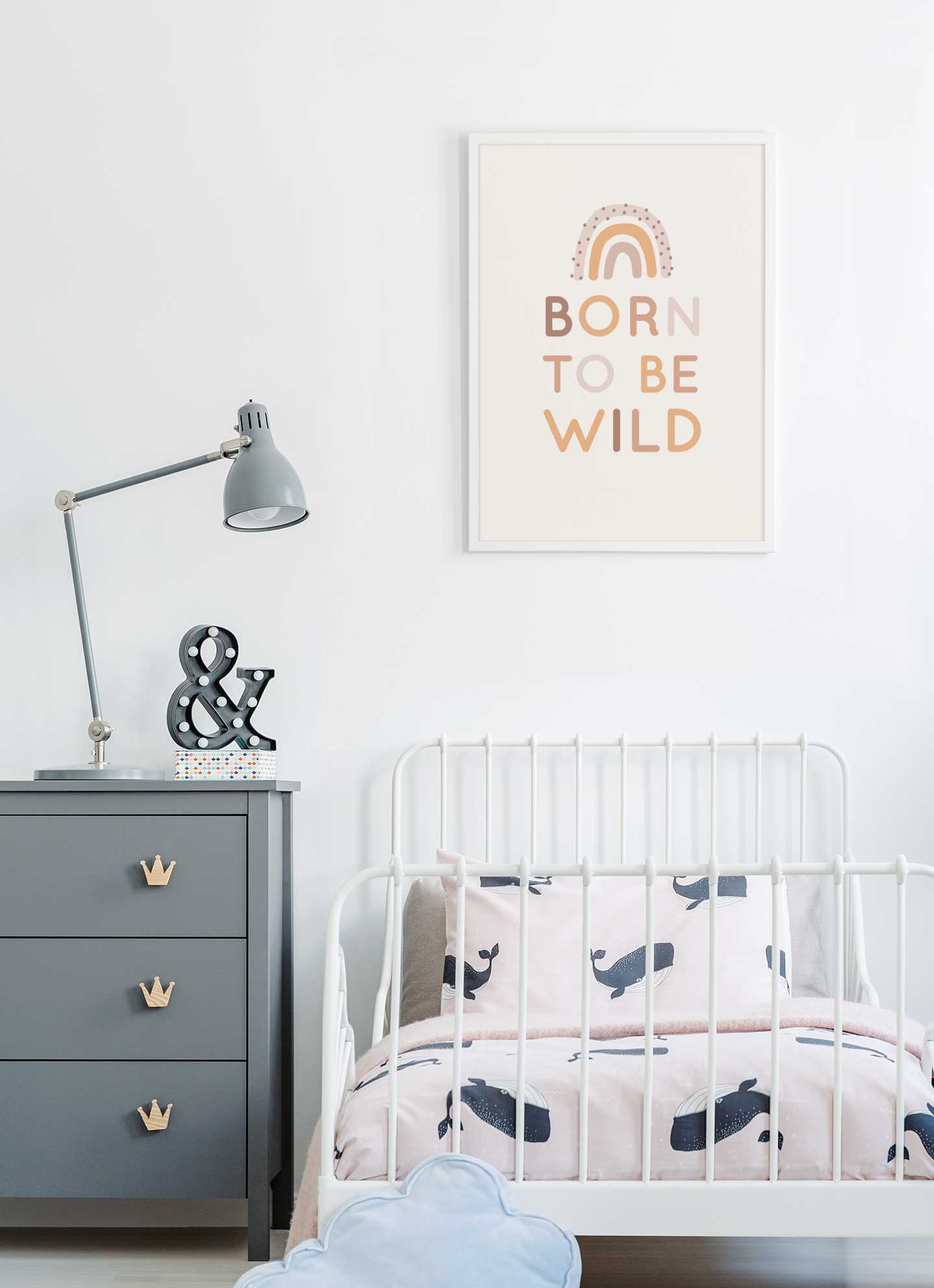 Boho Rainbow Born to be Wild Poster, Nursery and Toddler Wall Art (without Frame)