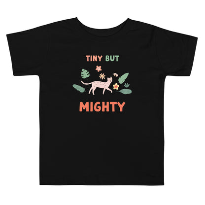 Tiny but Mighty Jungle King Toddler Short Sleeve Tee - Cute Jaguar in Jungle T-Shirts Ages 2-5