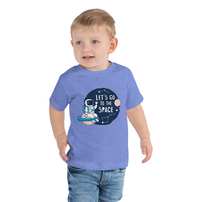 Toddler Short Sleeve Tee - "Let's Go to the Space" Cotton T-Shirts with Astronaut and Constellations