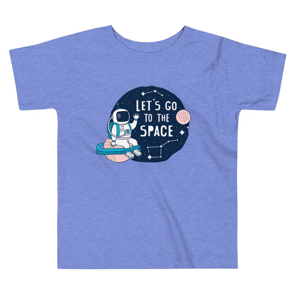 Toddler Short Sleeve Tee - "Let's Go to the Space" Cotton T-Shirts with Astronaut and Constellations