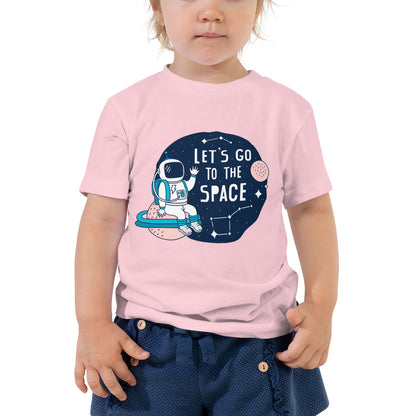 Toddler Short Sleeve Tee - "Let's Go to the Space" Cotton T-Shirts with Astronaut and Constellations