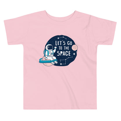 Toddler Short Sleeve Tee - "Let's Go to the Space" Cotton T-Shirts with Astronaut and Constellations