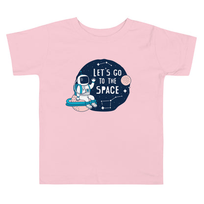 Toddler Short Sleeve Tee - "Let's Go to the Space" Cotton T-Shirts with Astronaut and Constellations