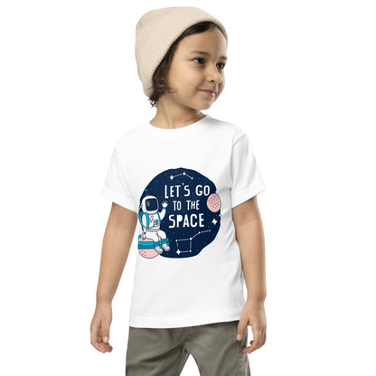 Toddler Short Sleeve Tee - "Let's Go to the Space" Cotton T-Shirts with Astronaut and Constellations