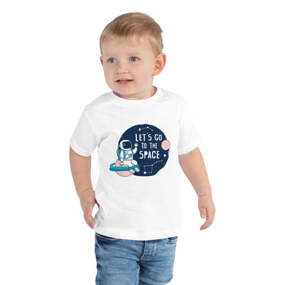 Toddler Short Sleeve Tee - "Let's Go to the Space" Cotton T-Shirts with Astronaut and Constellations