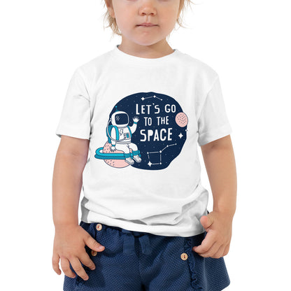 Toddler Short Sleeve Tee - "Let's Go to the Space" Cotton T-Shirts with Astronaut and Constellations