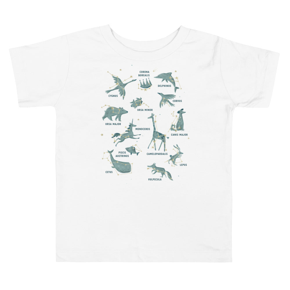 Starry Animal Constellations Toddler T-Shirts, Beautiful Short Sleeve Tee for Ages 2-5