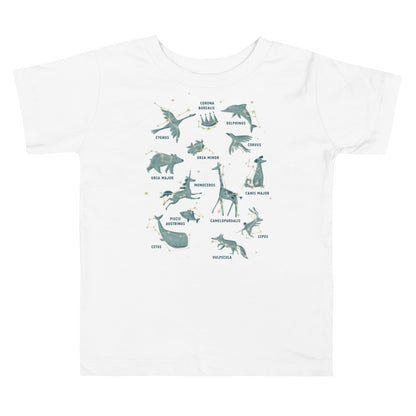 Starry Animal Constellations Toddler T-Shirts, Beautiful Short Sleeve Tee for Ages 2-5