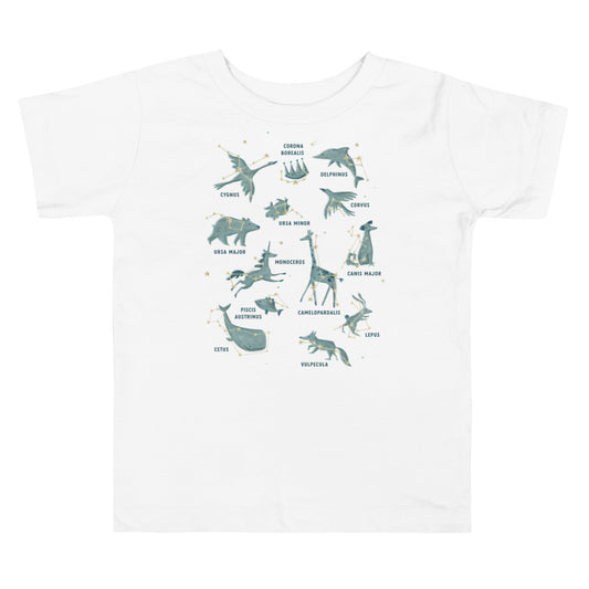 Starry Animal Constellations Toddler T-Shirts, Beautiful Short Sleeve Tee for Ages 2-5