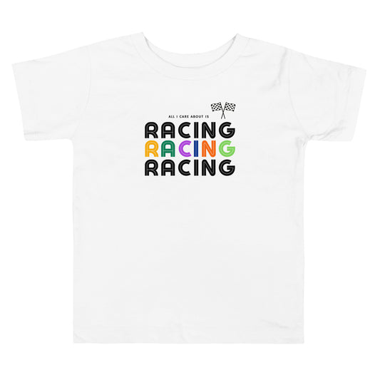 Racing Racing Racing Toddler Short Sleeve Tee, T-Shirts for Little Speedy Racer Ages 2-5