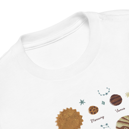 Retro Galaxy Adventure Solar System T-Shirts, Toddler Short Sleeve Tee for Ages 2-5