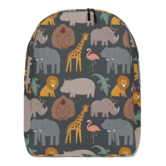 Minimalist Backpack with Jungle Safari African Animals