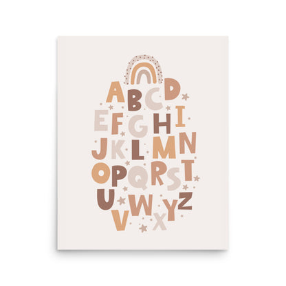 Boho Bliss Rainbow Alphabet Poster, ABC Wall Art for Babies and Toddlers (without Frame)