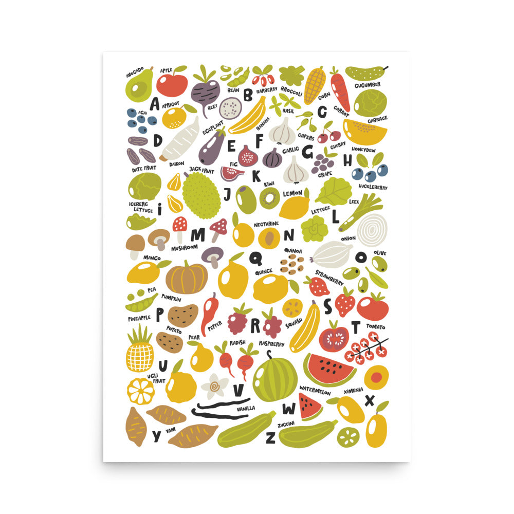 Fruit and Vegetable Poster, Wall Art for Babies and Toddlers (without ...